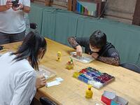 ガラス工房でコールドワーク