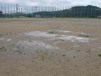 校庭は田んぼ状態です